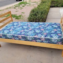 Two Hardwood Twin Beds 