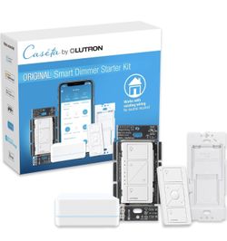 Lutron Caseta Original Smart Dimmer Switch Kit w/ Hub, with Pico Remote, Wallmount Bracket, & Smart Hub, Works with Alexa, Apple Home, Google Home, 3 