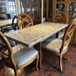 Dining Table Complete With Granite Top And Solid Wood 