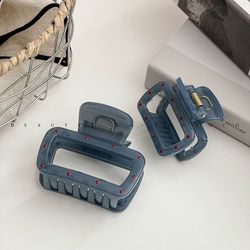 Small Blue Hair Claw Clip with Red Dot, Claw Clip for Women and Girls 