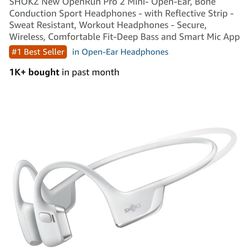 SHOKZ New OpenRun Pro 2 Mini- Open-Ear, Bone Conduction Sport Headphones - with Reflective Strip - Sweat Resistant, Workout Headphones -Secure, Wirele