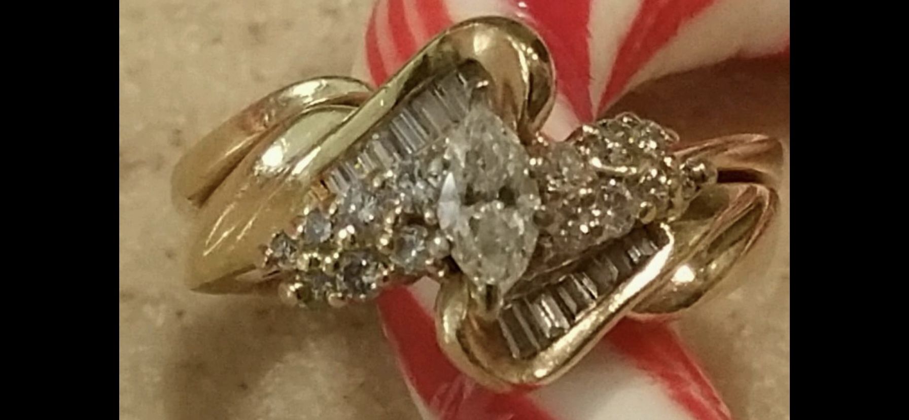 1/2 Carat  Marquise Diamond Engagement Ring
