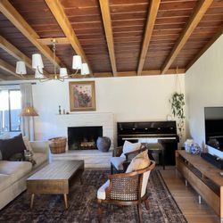 Living Spaces Dakota Natural 44" Wide Rectangle Wood Coffee Table | Shelf | Pine