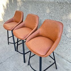 26in Swivel Counter Height Barstool Set Of 3 