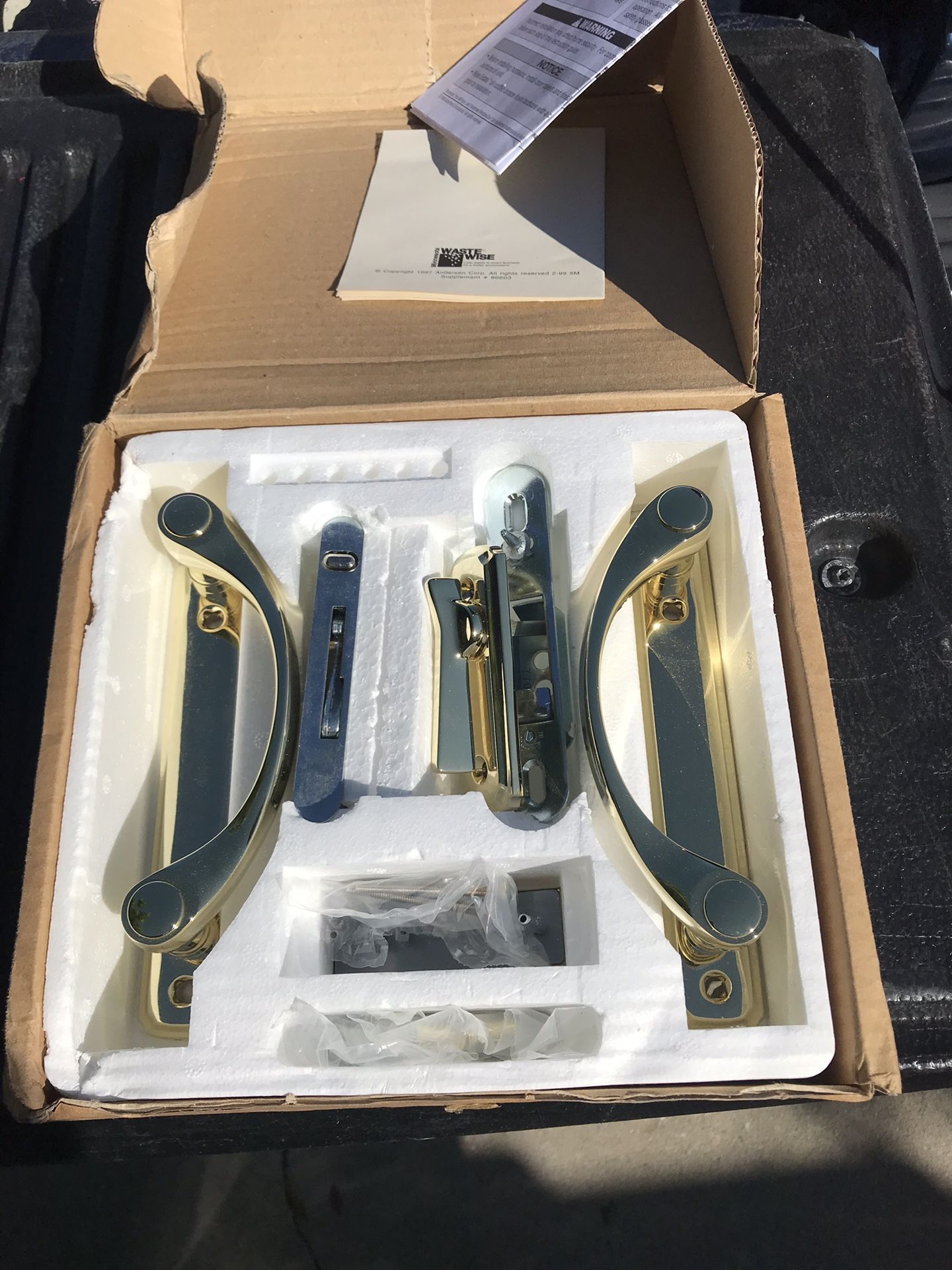 New brass handle set for Anderson sliding doors