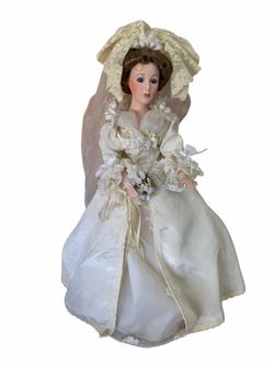 SEYMOUR MANN Connoisseur Collection 1992 PORCELAIN DOLL 17" Melissa Bride VTG