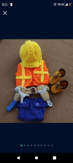 Baby Construction Job Crochet Costume Outfit Baby Boy Clothes Photoshoot