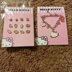 Kids Hello Kitty Bracelet And Earrings 
