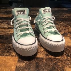 Low Top Converse Platforms - Teal
