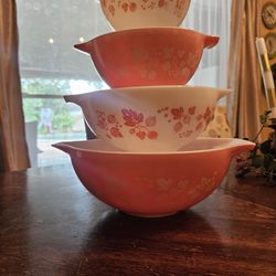 Juego completo de cuencos para mezclar Pyrex Vintage Pink Gooseberry Cinderella