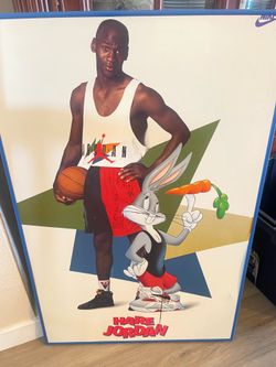 Nike Michael Jordan Hare Jordan Bugs Bunny Vintage Framed 1992 Poster Space Jam