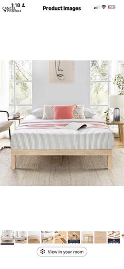 Natural Wood Platform Bed Frame full size new