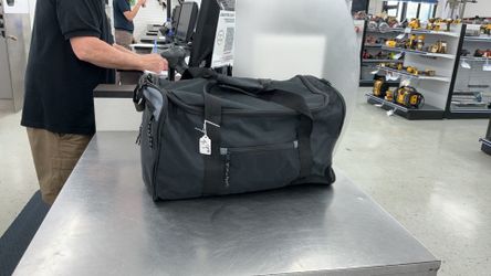 Protege 20-inch collapsible sport and travel duffel bag in black, featuring a large U-shaped opening for easy access