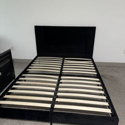 Bed Frame, Mattress, And Memory Foam Topper 