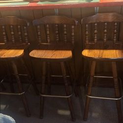 Vintage Bar Stools that Swivel Solid Wood