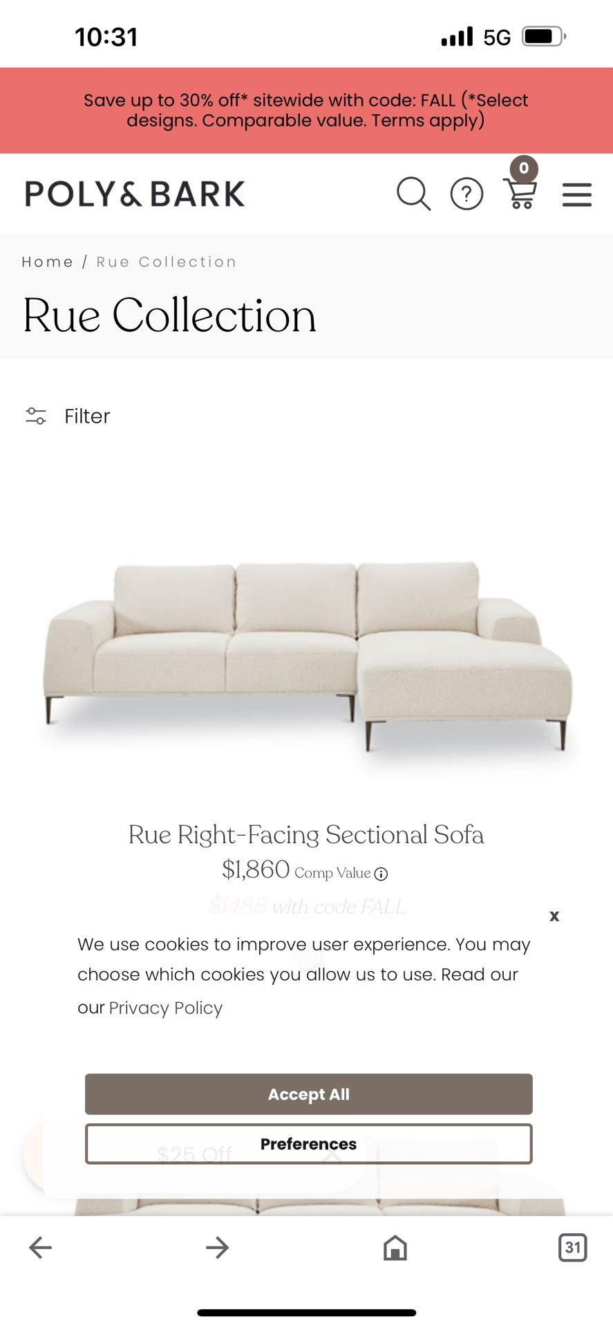 Poly & Bark Sectional, New In Box