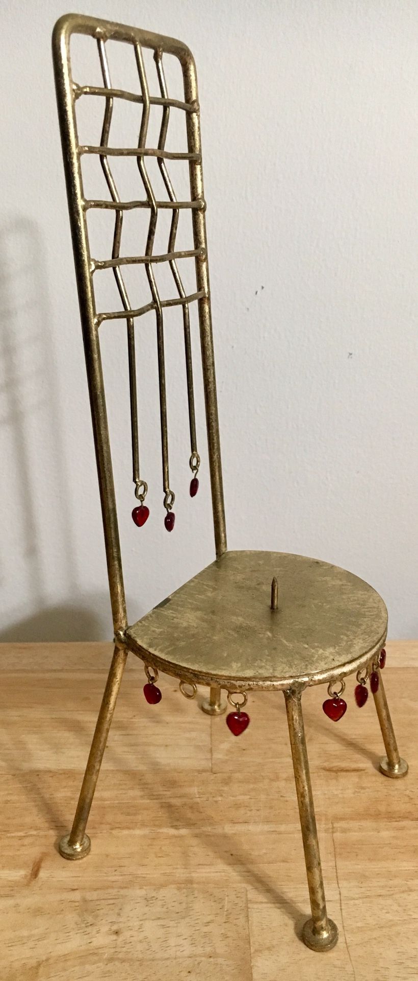 Metal Goldtone chair pillar candleholder