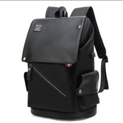 Men Laptop Backpack Made by POSO Black/Khaki PS-681 Notebook Computer Bag 15.6 Inch USB Charging