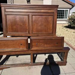 California king bed wood brown with two storage drawers