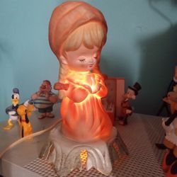 Antique Mid-century Praying Girl Nightlight/Lamp 