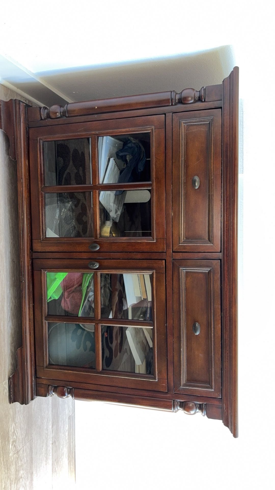 Solid-Wood Sideboard / Buffet Cabinet w/ Glass Doors — Great Storage & Classic Look