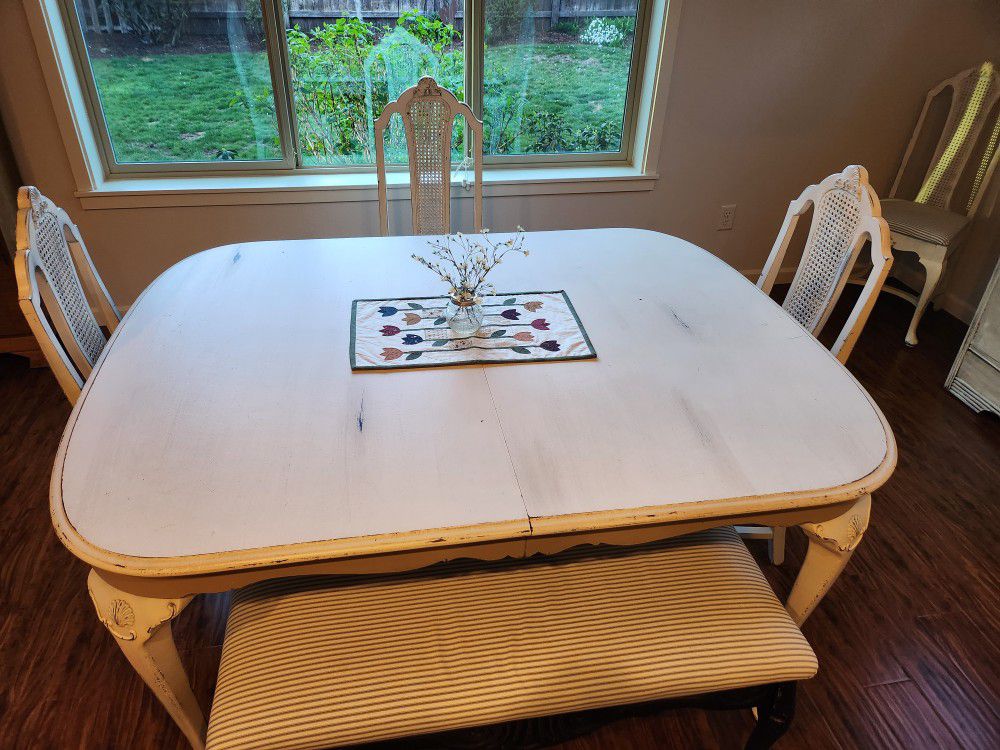 Antique Table And Chairs With Bench