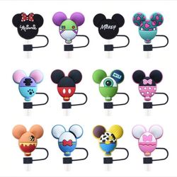 12pc Funny Straw Cover Cap Compatible with Stanley for 30&40 Oz Cup 10 mm Drinking Straw Topper, Reusable Silicone Straw Covers, Cute Trumbler Cup Acc