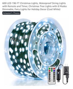 600 LED 198 FT Cool White String Lights