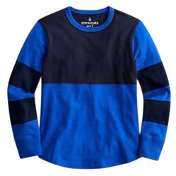 Crewcuts Kids Long Sleeve Football Shirt Colorblock Blue Boy SZ S