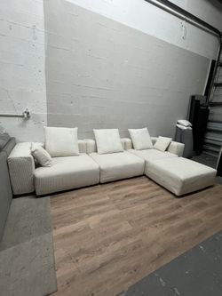 Beige Corduroy Modular Sectional (NEW)