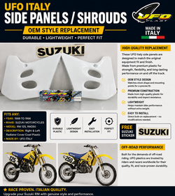 🏍️NEW Vintage Suzuki RM125/RM250 Radiator Shrouds UFO Italy 1992–1995