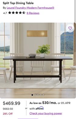 Split Top Dining Table