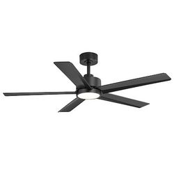 Modern Minimalist 52-in Matte Black with Black Plywood Blades LED Ceiling Fan With Light and Remote Control Included 5 -Blade