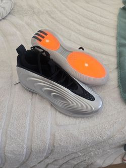 Adidas High-Top Basketball Sneakers Silver Orange