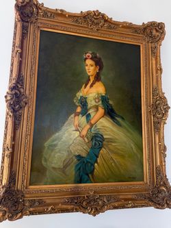 Princess Alexandria of Denmark Large Framed Portrait Oil Painting Gold Frame