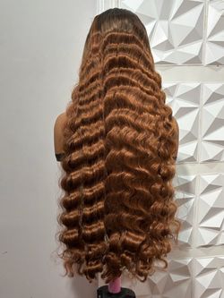 Long Deep Wave 5x5 Lace Closure Wig | Color 30 Brown with Dark Root | Heat-Safe Blend 32”