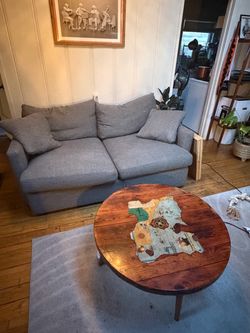 Crate and Barrel Lounge II Apartment Sofa + Vintage coffee table