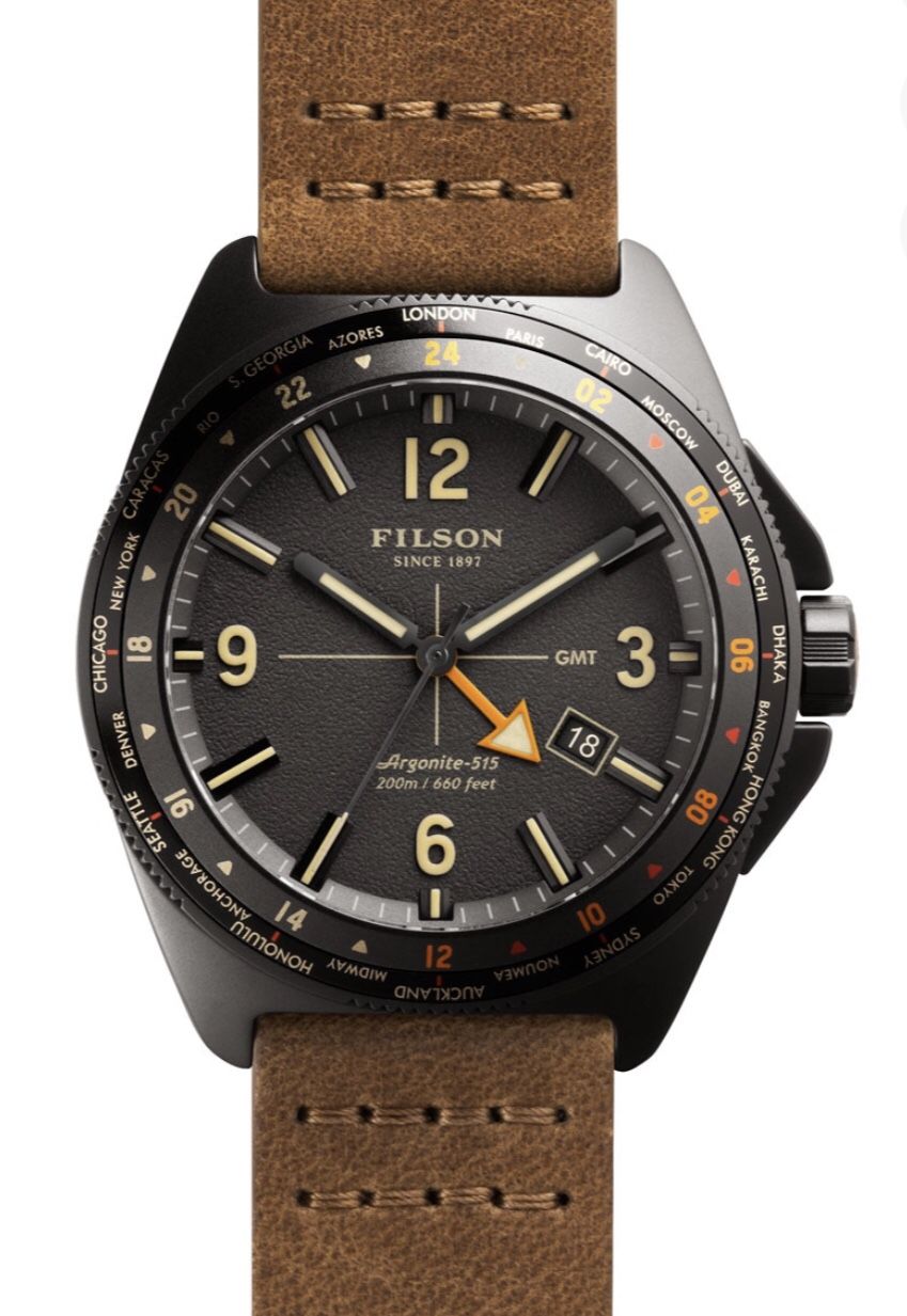 NWT Filson Journeyman GMT Watch 44mm 11000340 Leather Strap (MSRP $800). Condition is New