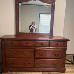 Oak Vanity With Mirror 