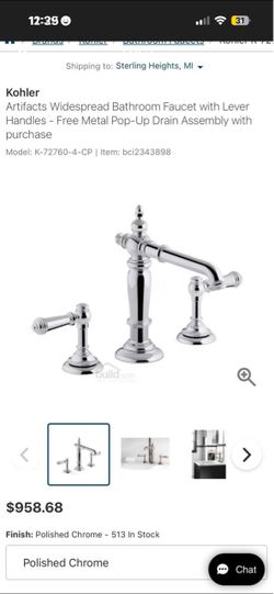 Kohler Artifacts Widespread Bathroom Faucet Polished Chrome