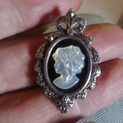 Cameo Pin Penda .sterling Silver. V2 With Chain $50