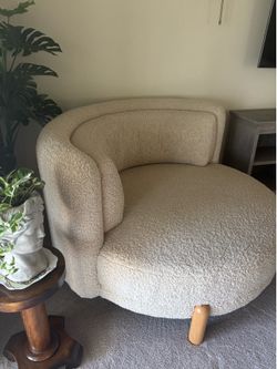 Crate and Barrel Oversized Sherpa Lounge Chair and a half
