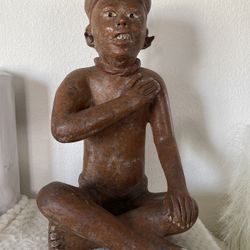 Pre Columbian Style Mayan Pottery 18" Clay Statue