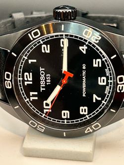Tissot PRS 516 Powermatic 80 Auto Day/Date 42mm Black Dial Leather Strap