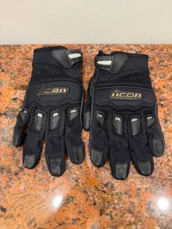 Icon Twenty-Niner Black Leather & Mesh Motorcycle Gloves