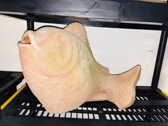 Large open mouth fish garden statue planter