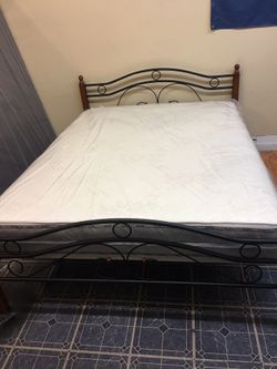 Queen bed frame metal and wood