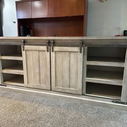 Like Brand New Modern Country TV Credenza With Barn Doors