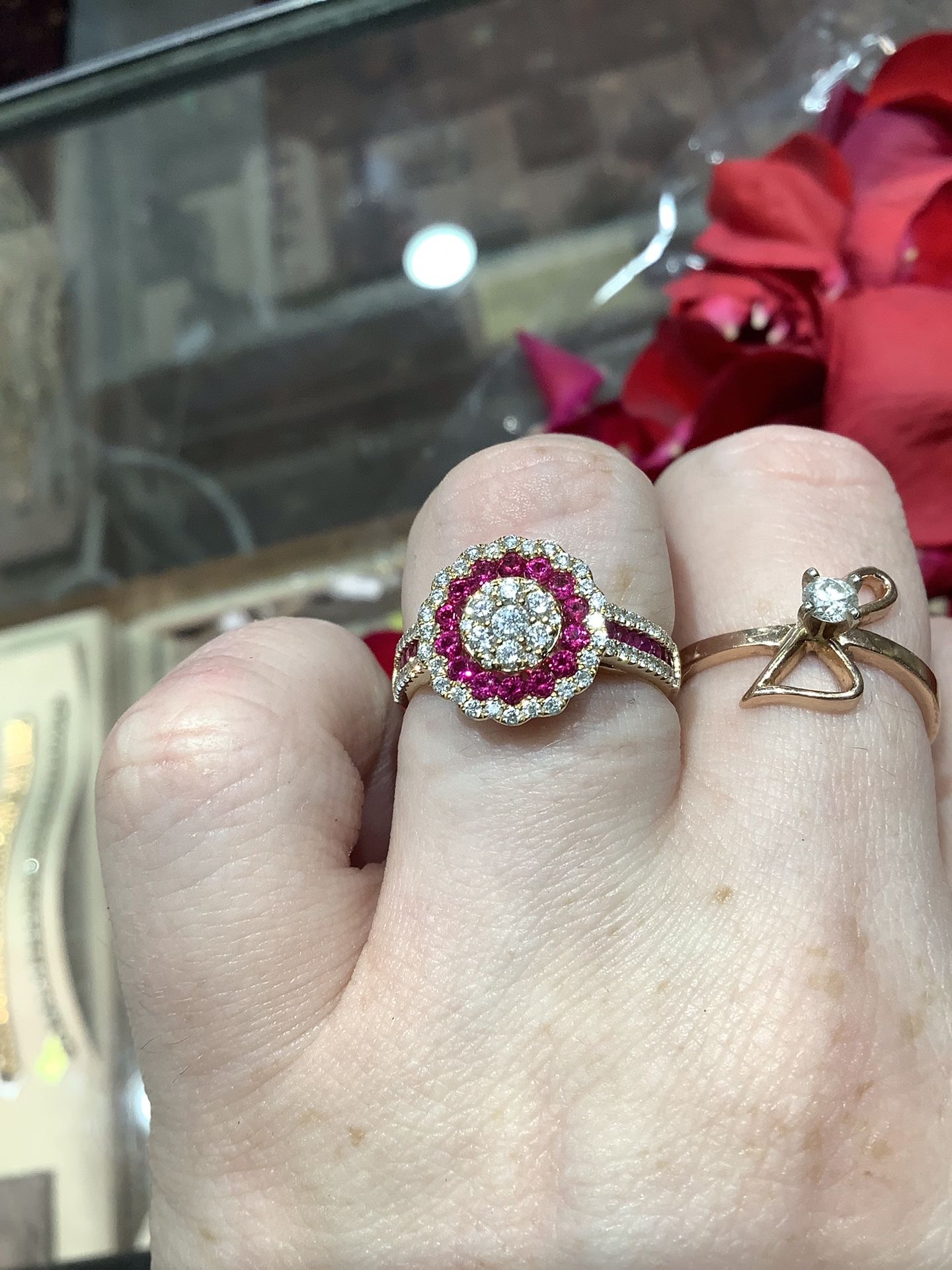 14k Yellow Gold Natural Diamond And Ruby Ring