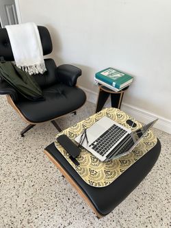 Leather chair and ottoman 